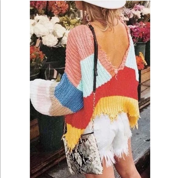 VICI Stripe Crop Sweater. Size Small - Picture 2 of 6